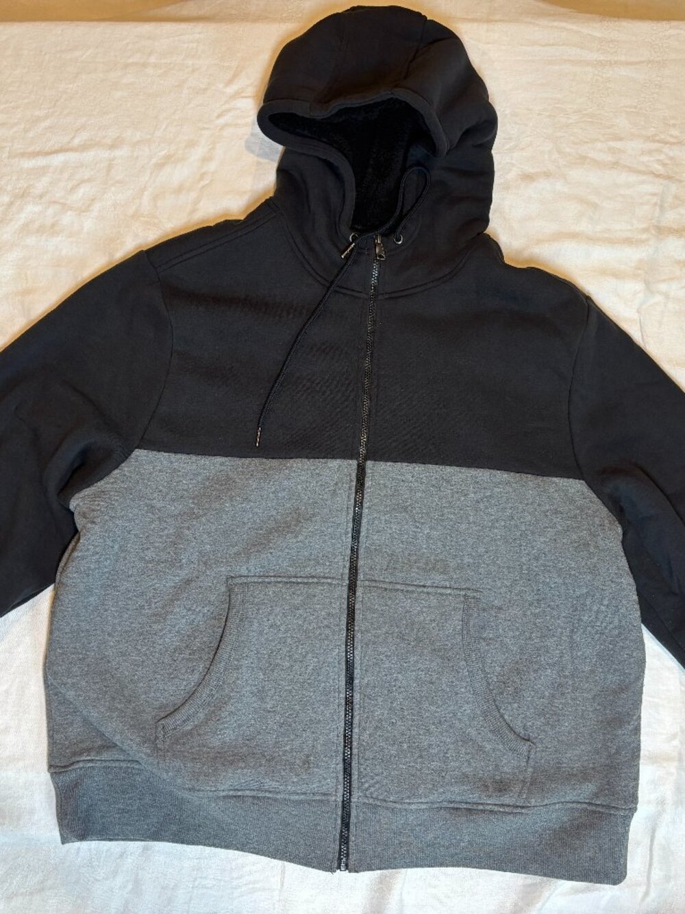 Black/Grey George Heavyweight and Fleeced Lined Zip Up Hoodie, size 3XL